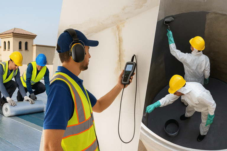 فني عزل بالرياض يقوم بكشف تسربات المياه وعزل الخزانات والأسطح باستخدام مواد عزل حراري ومائي عالية الجودة من مؤسسة نسائم العزل