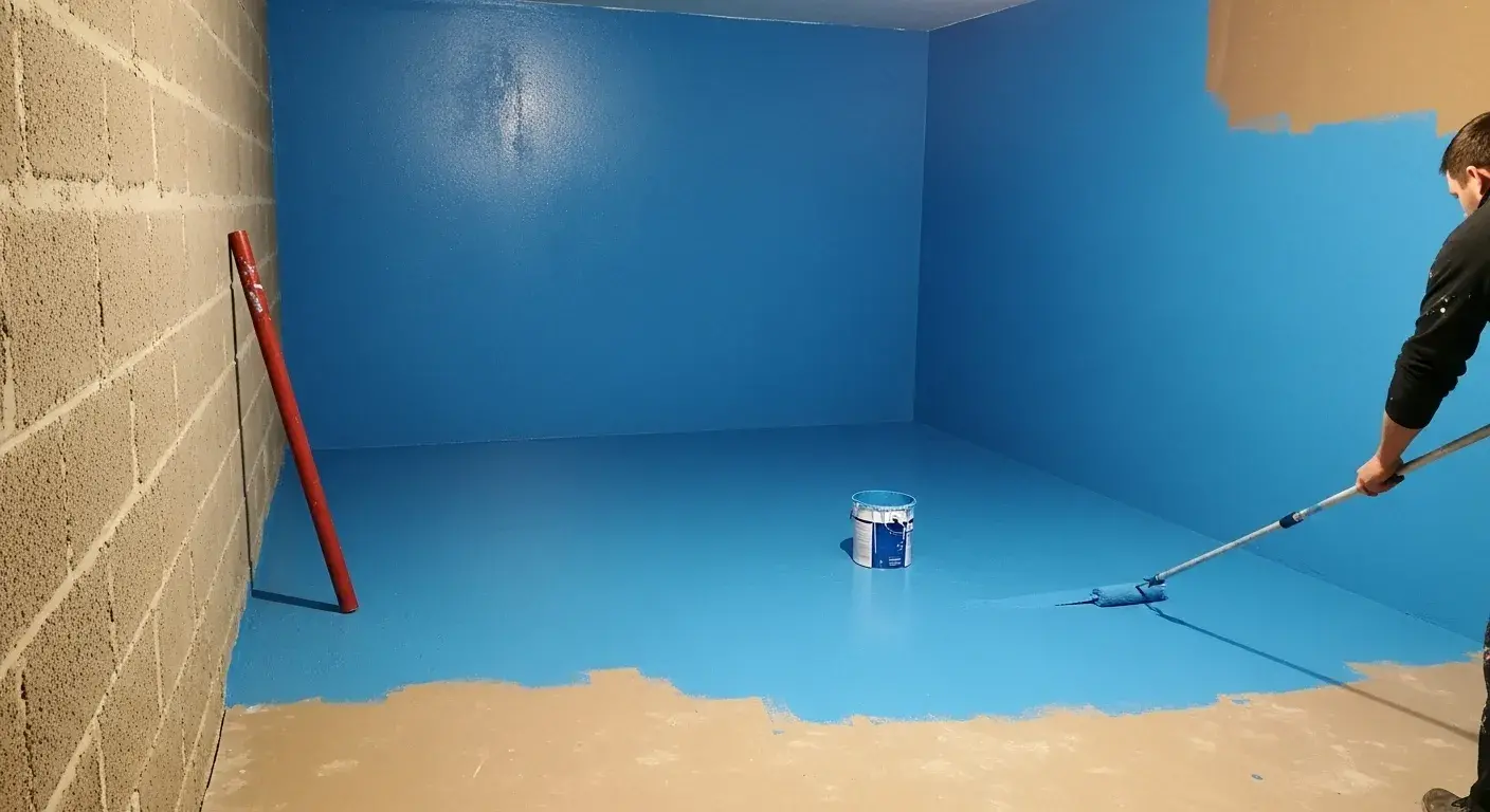 1️⃣ فني من شركة عزل خزانات المياه بالرياض أثناء تنفيذ عزل فوم آمن ومعتمد